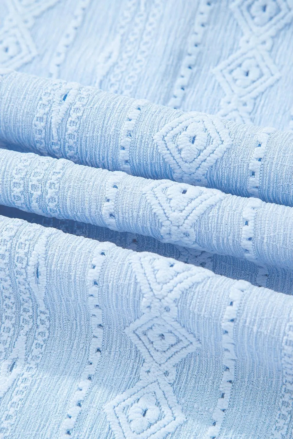 Jacquard Texture Flared Short Sleeve Notched Neck Mini Dress