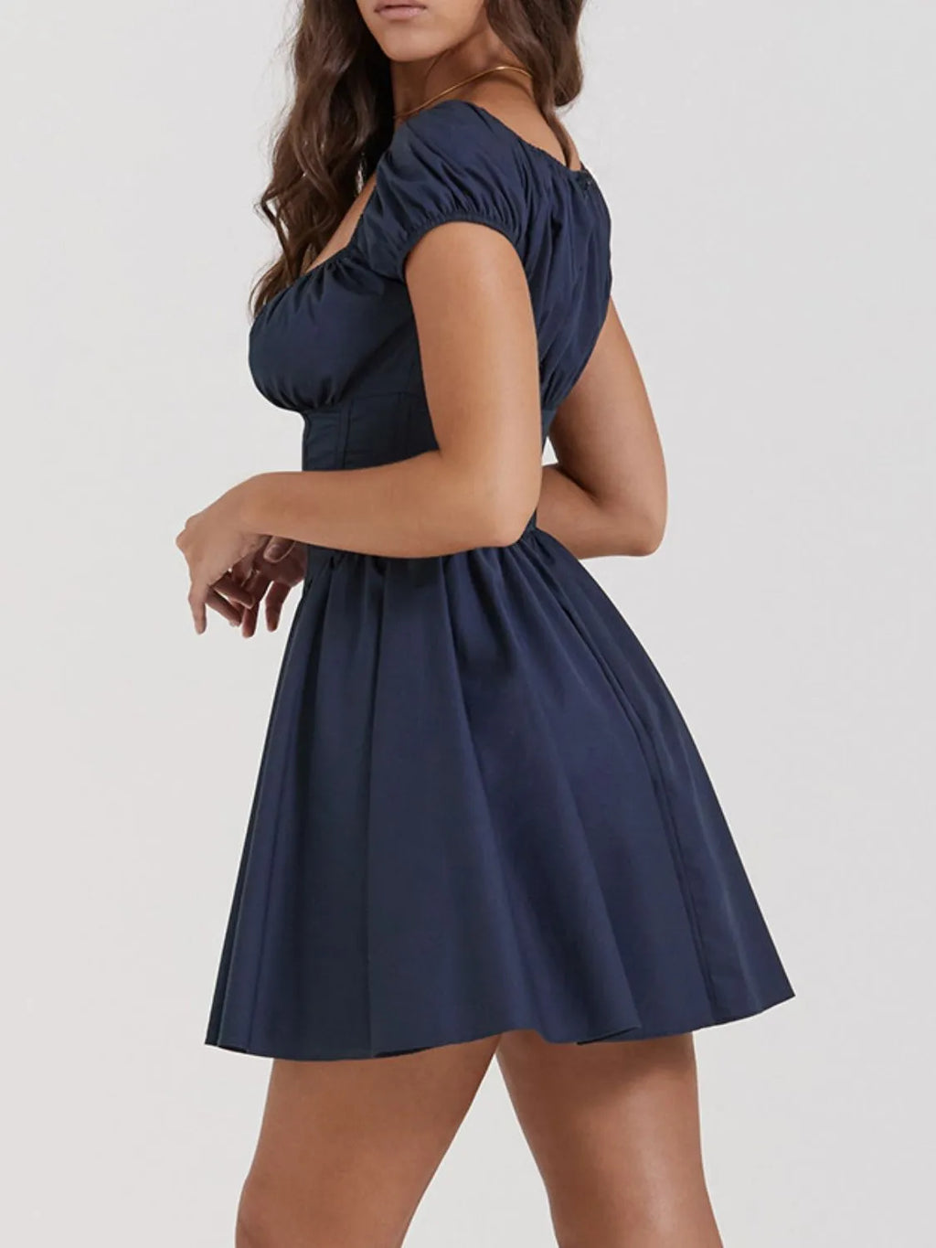 Square Neck Cap Sleeve Mini Dress