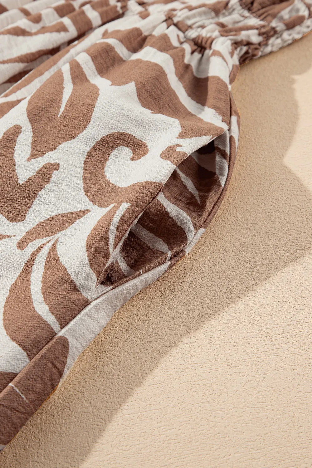 Floral Shirred High Waist Spaghetti Straps Dress