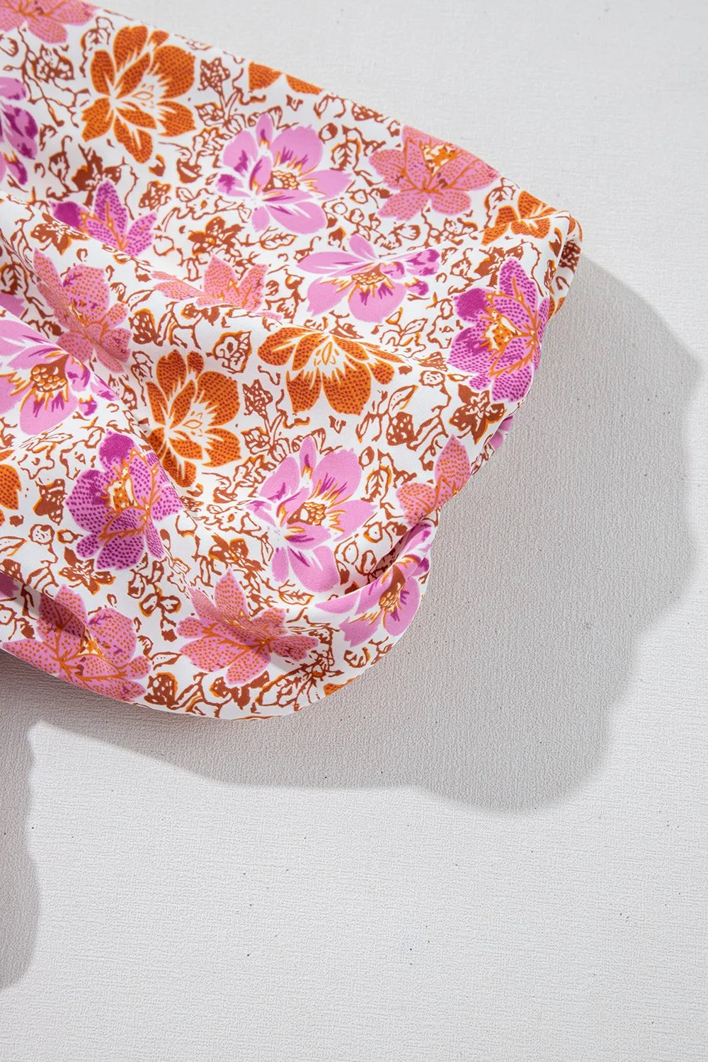 Floral Square Neck Knotted Ruffle Midi Dress