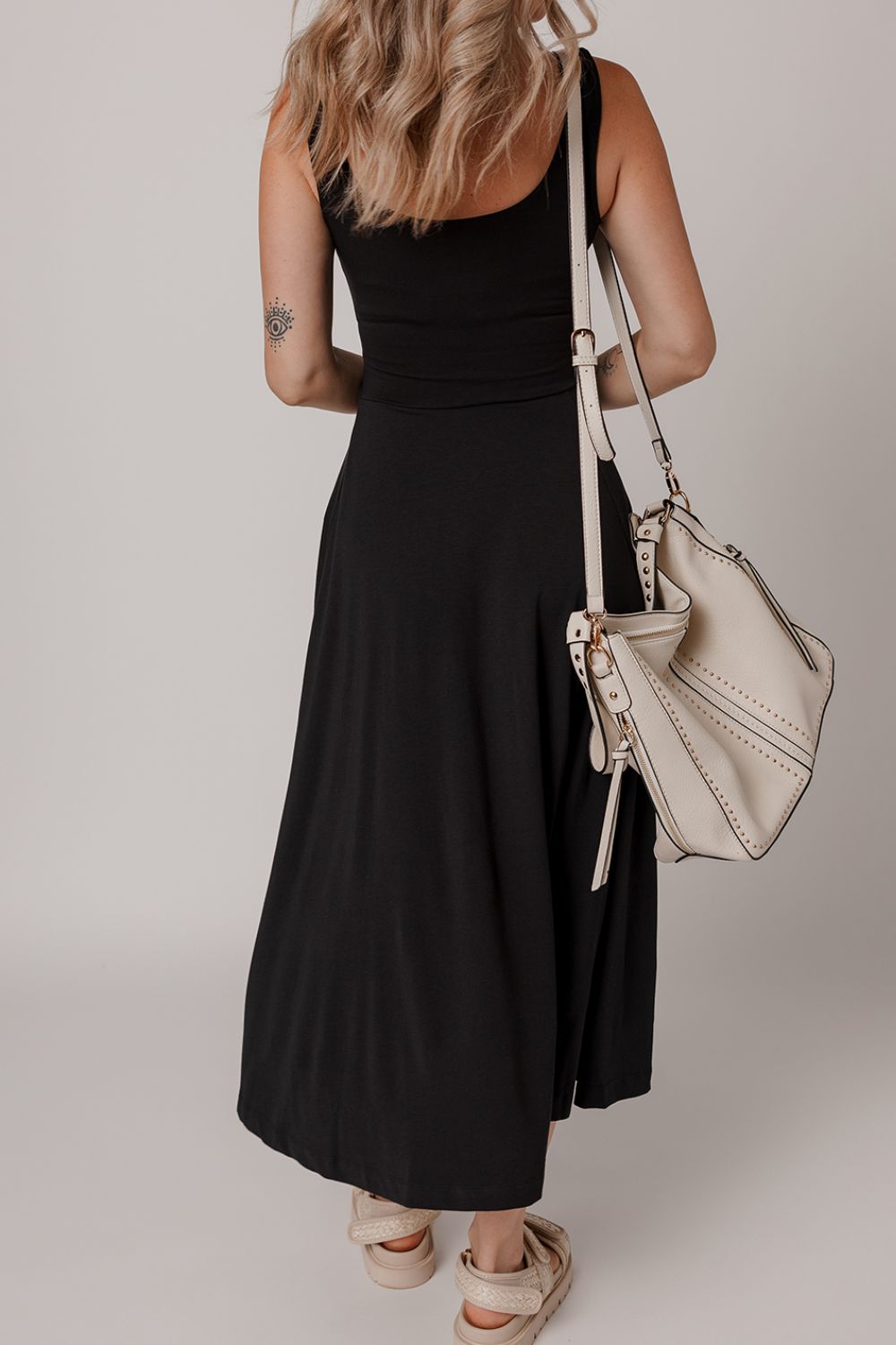 Side Slit Scoop Neck Wide Strap Dress