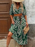 Printed Surplice Half Sleeve Midi Dress