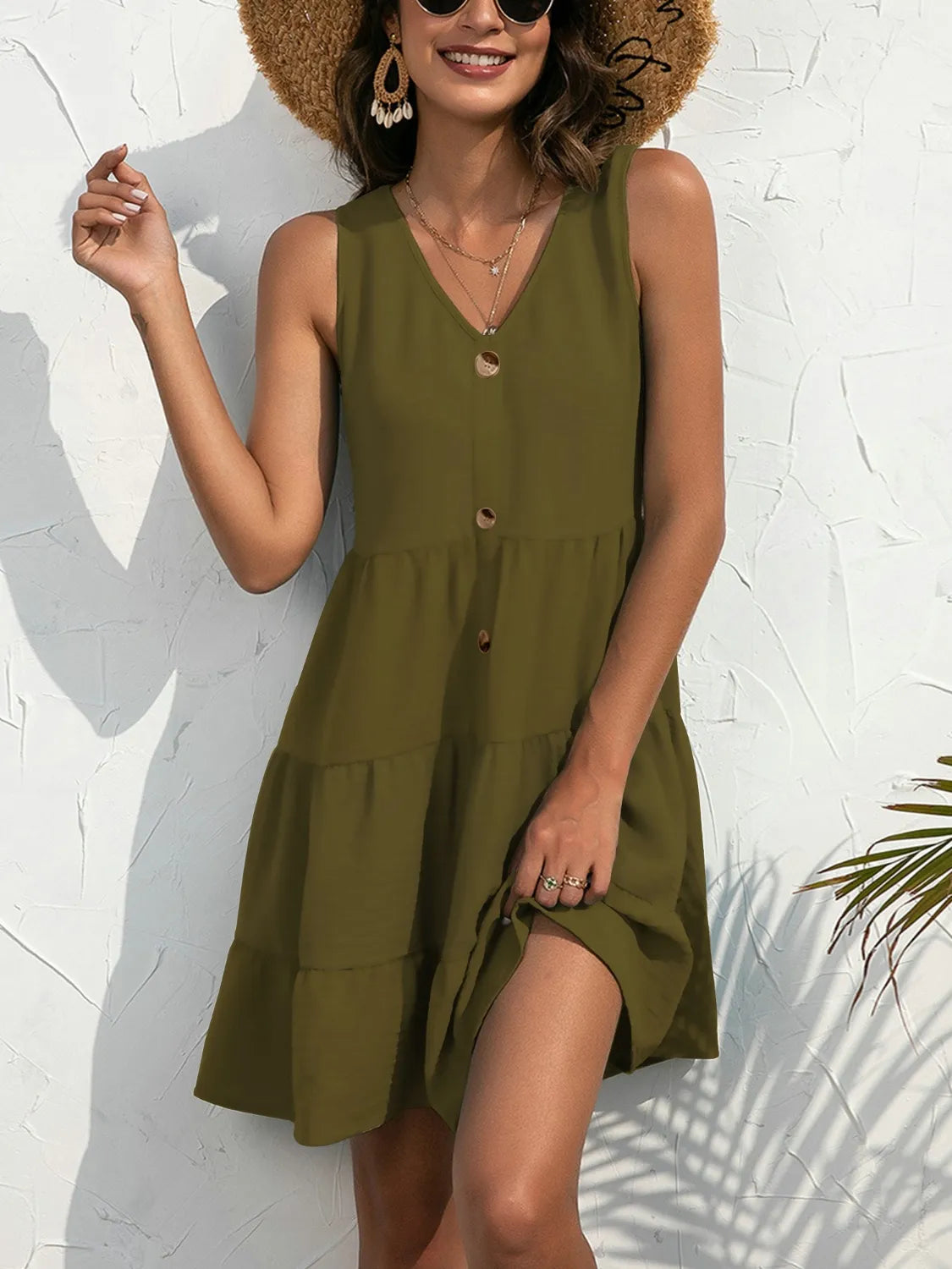 V-Neck Sleeveless Mini Tank Dress