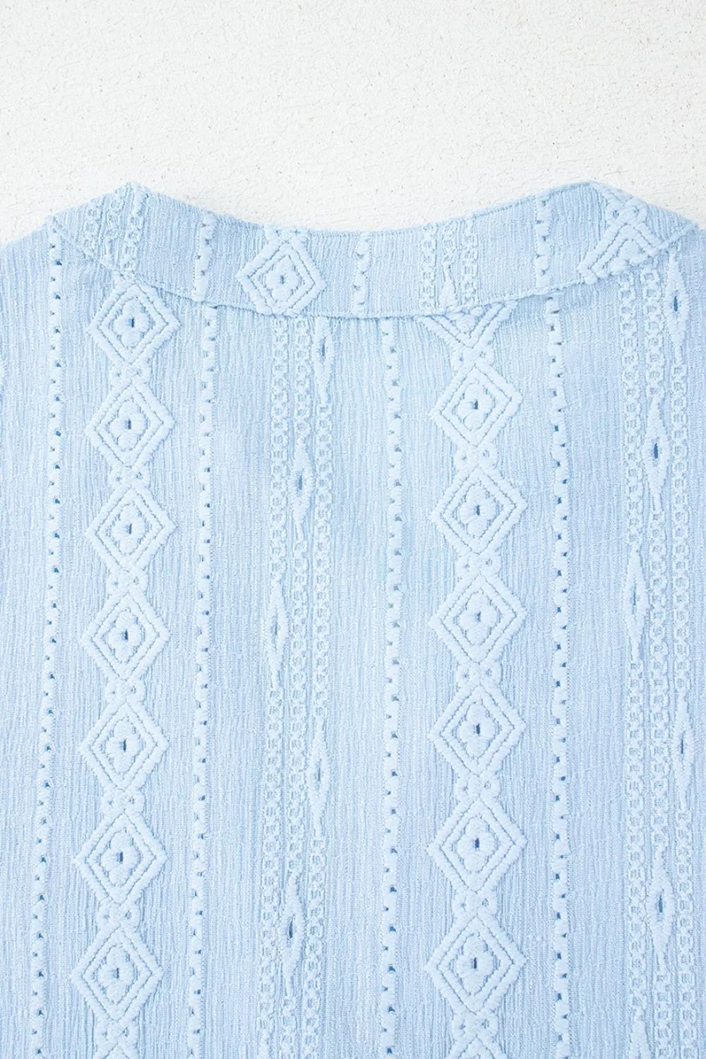 Jacquard Texture Flared Short Sleeve Notched Neck Mini Dress