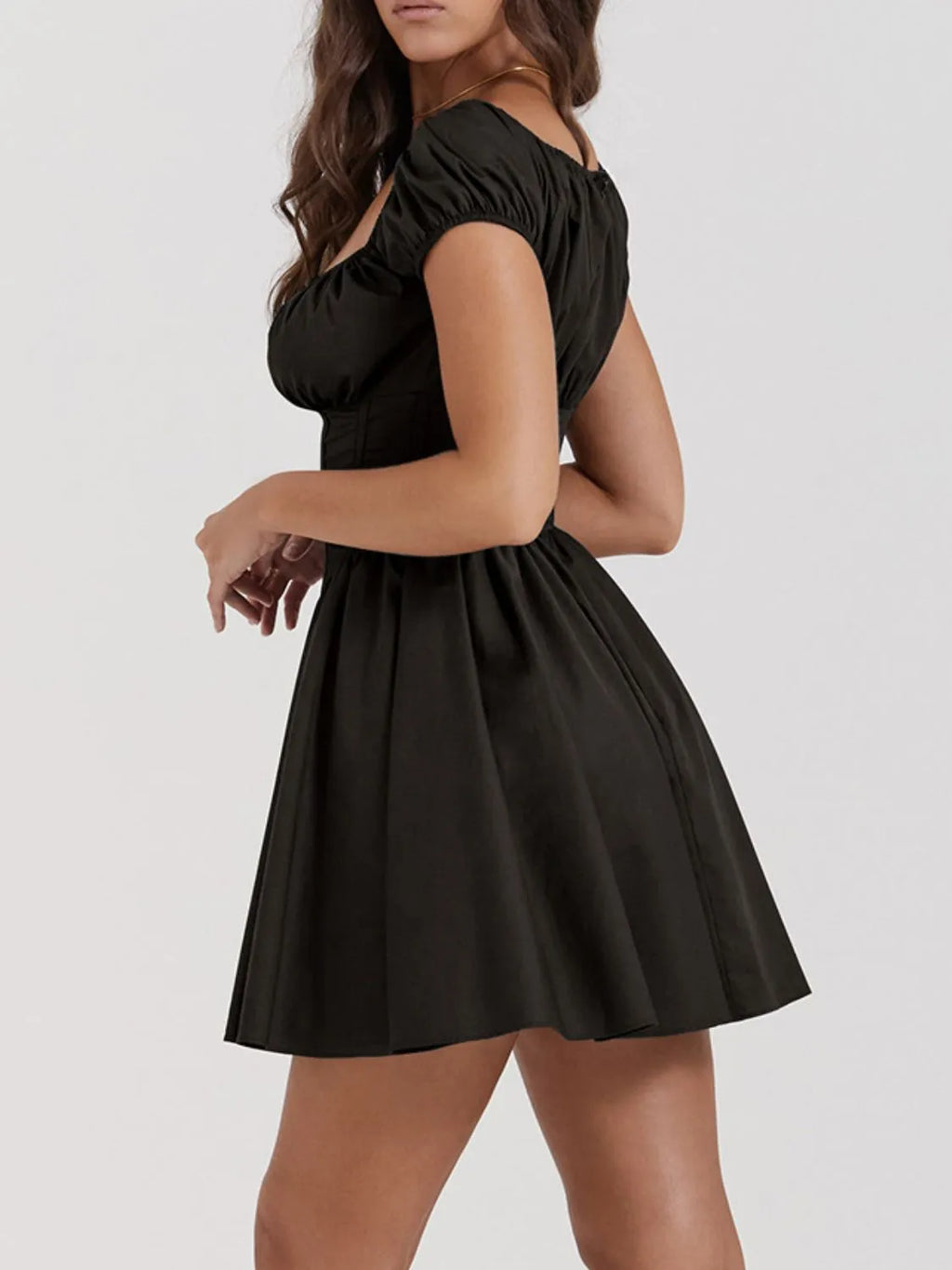 Square Neck Cap Sleeve Mini Dress