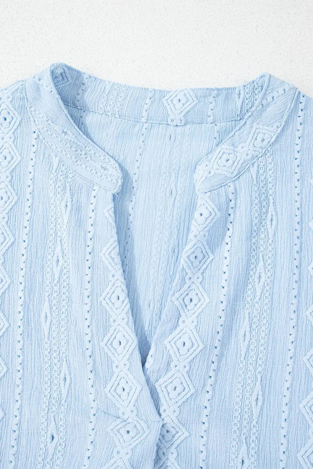 Jacquard Texture Flared Short Sleeve Notched Neck Mini Dress