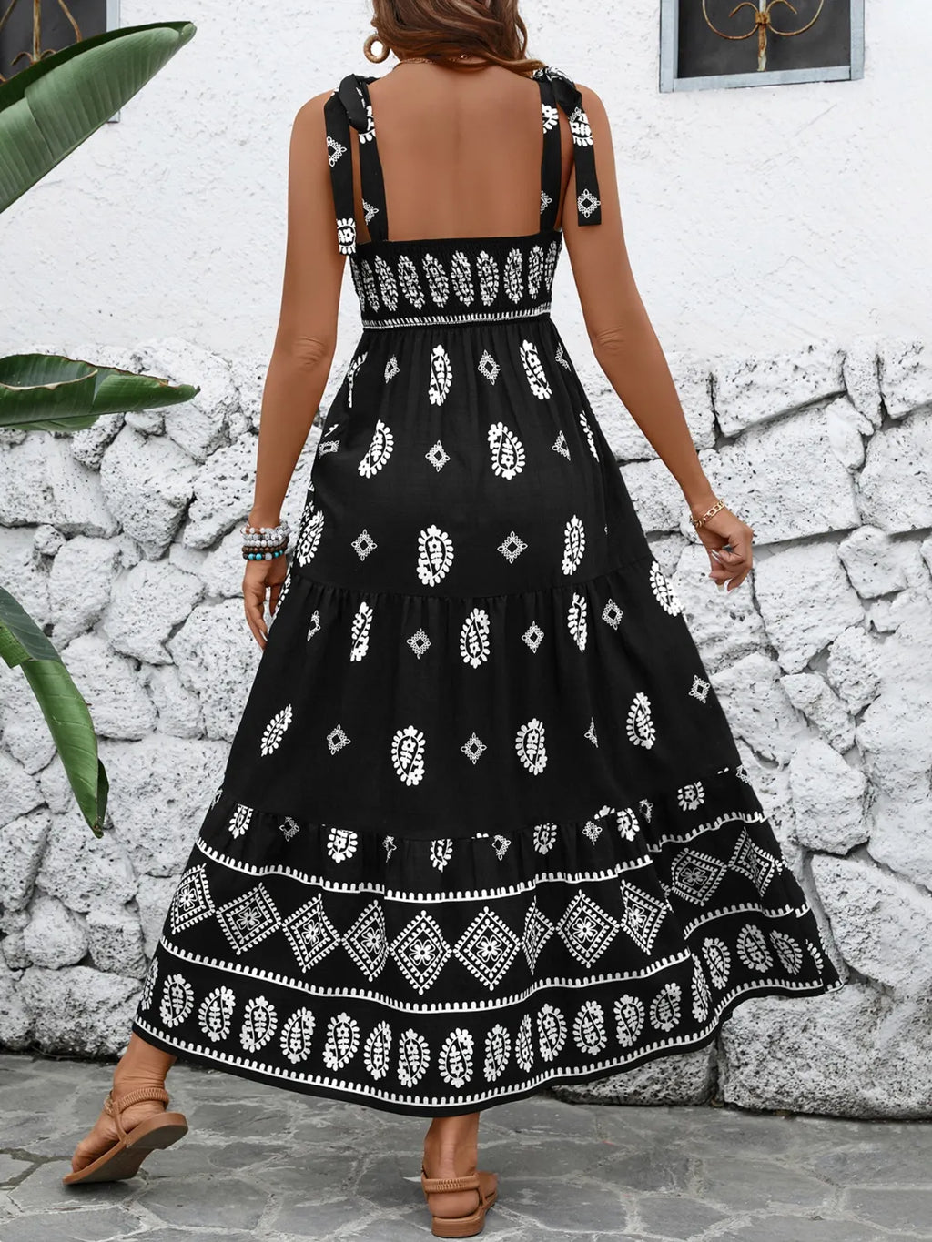 Printed Square Neck Maxi Cami Dress