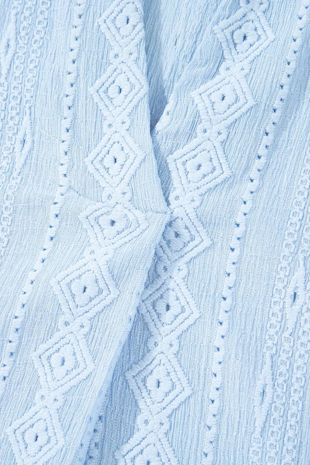 Jacquard Texture Flared Short Sleeve Notched Neck Mini Dress