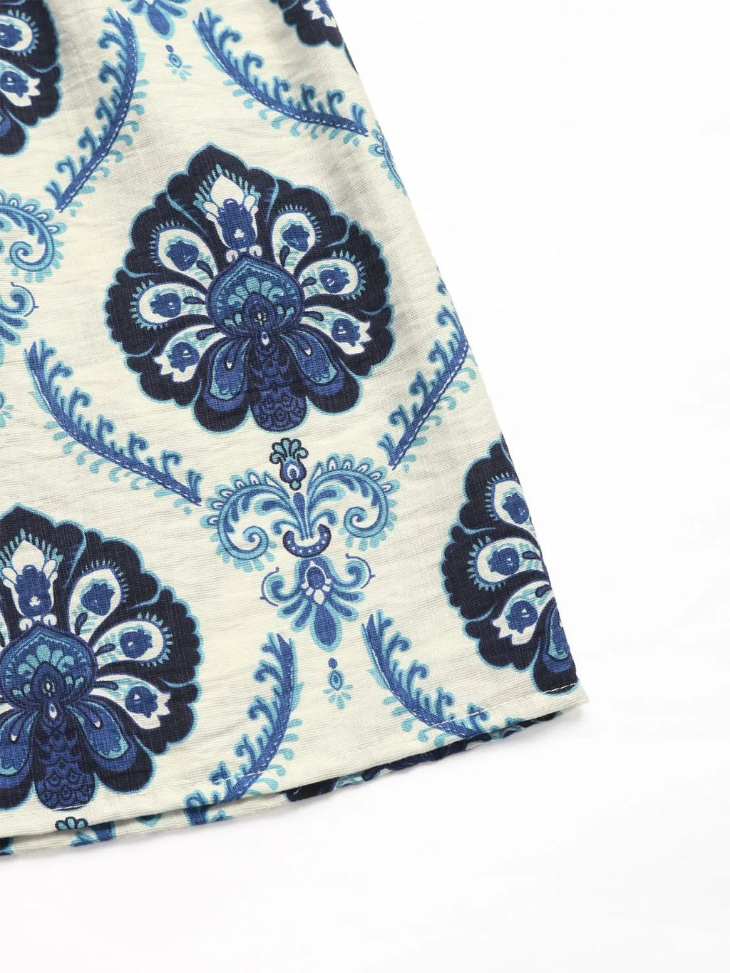 Printed V-Neck Cap Sleeve Dress