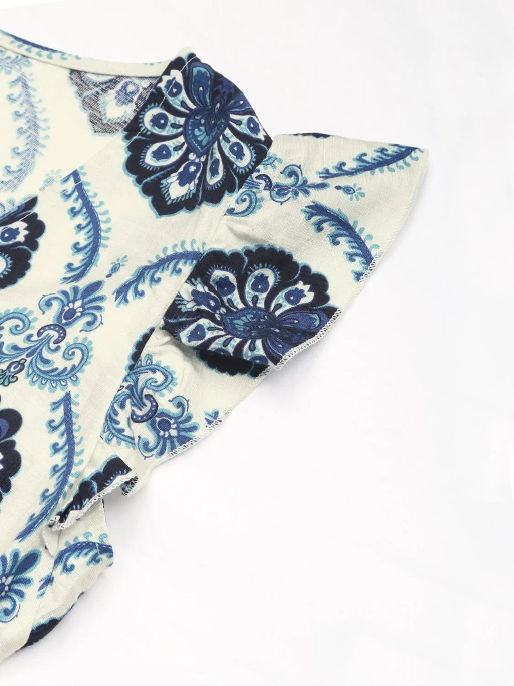 Printed V-Neck Cap Sleeve Dress