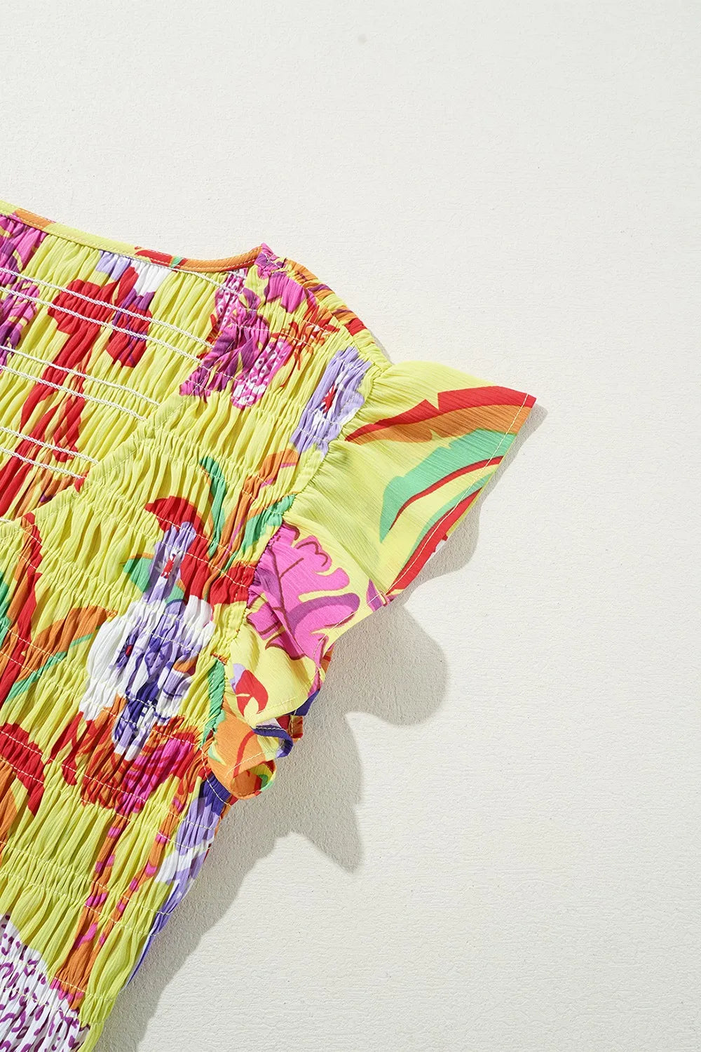 Cheetah Plant Print Shirred Button V Neck Maxi Dress