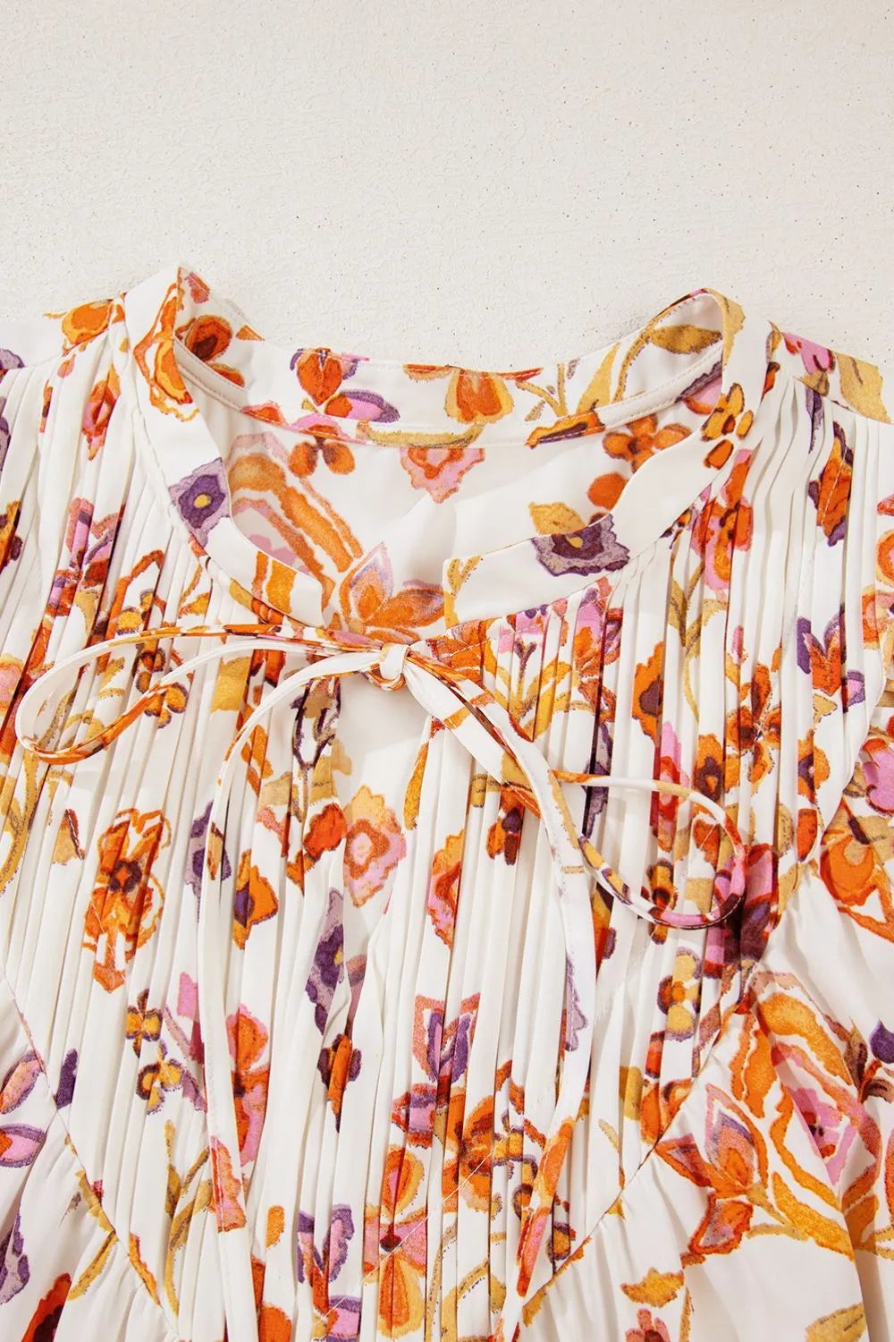 Printed Tie Neck Cap Sleeve Mini Dress