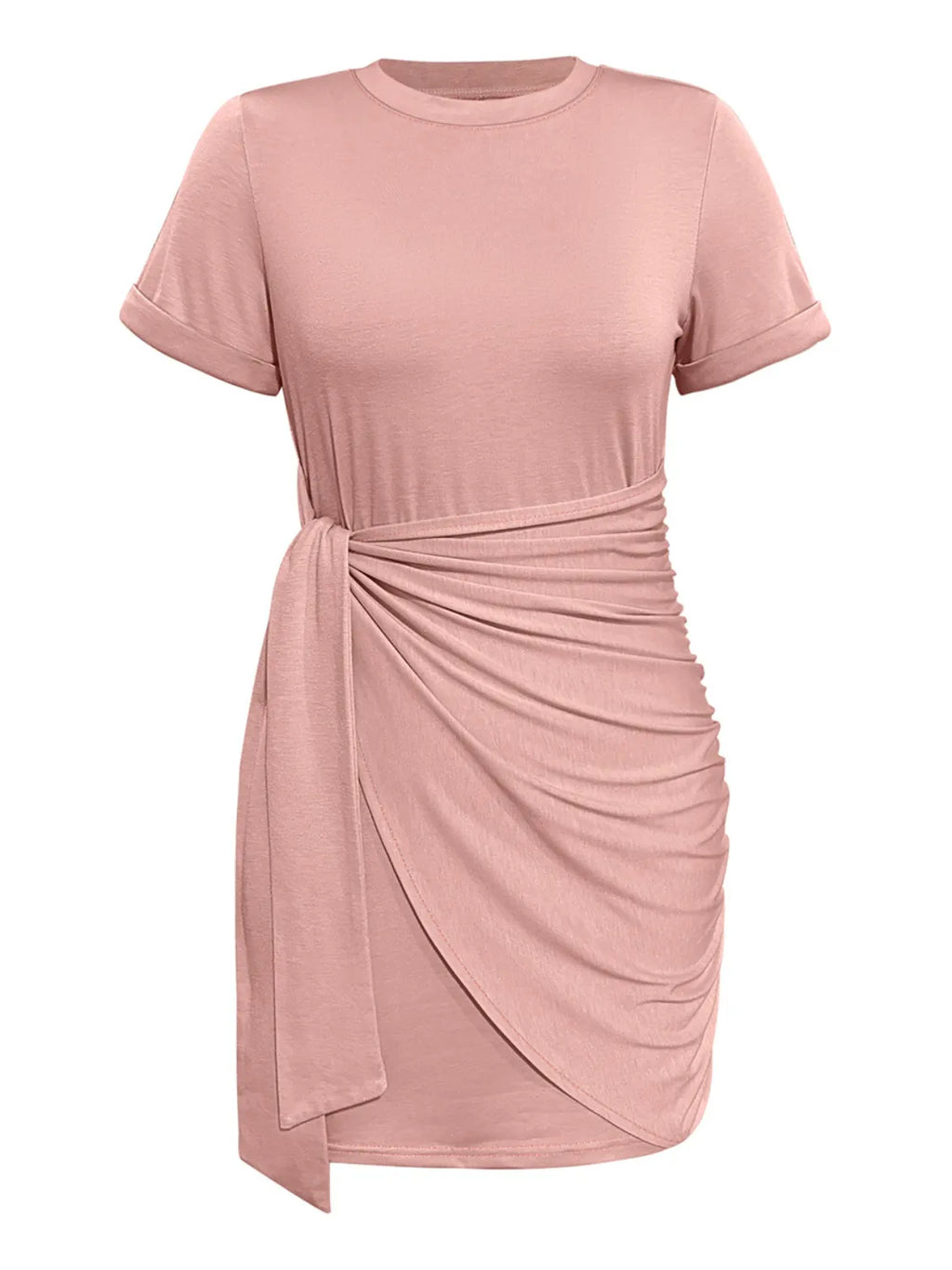 Round Neck Short Sleeve Mini Tee Dress