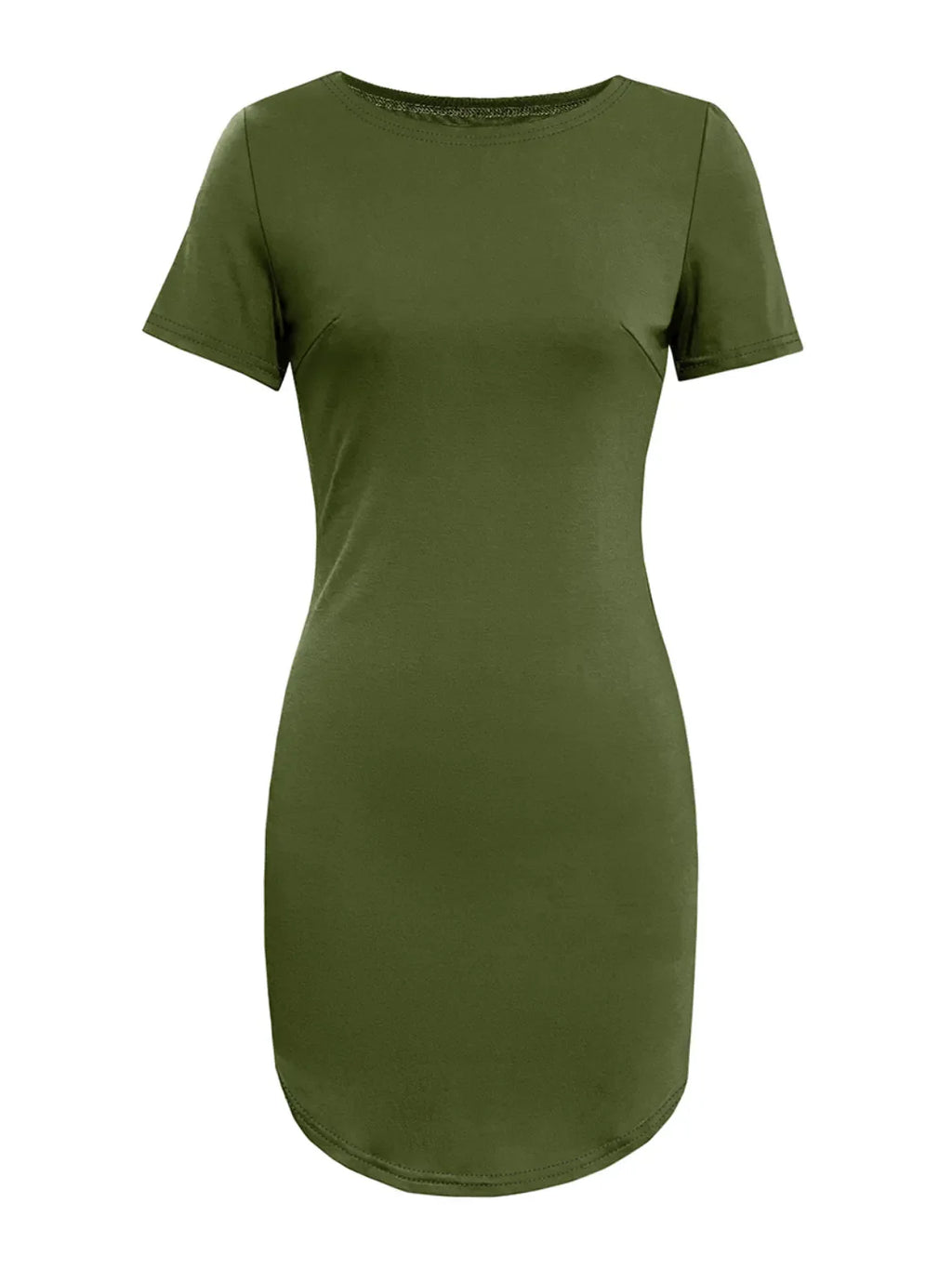 Round Neck Short Sleeve Mini Tee Dress