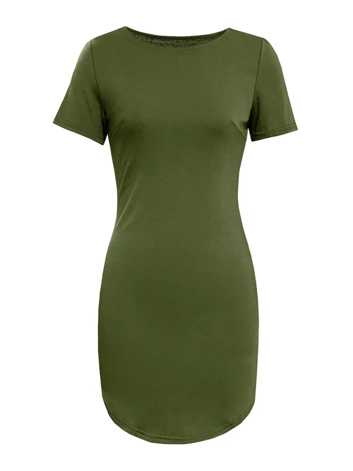 Round Neck Short Sleeve Mini Tee Dress